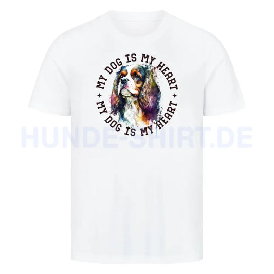 Premium T-Shirt "Cavalier King Charles Spaniel HEART" Weiß – hunde-shirt.de