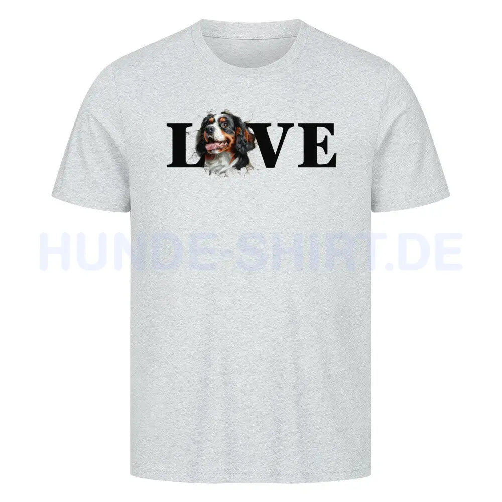 Premium T-Shirt "Cavalier King Charles Spaniel LOVE" Heather Grey – hunde-shirt.de