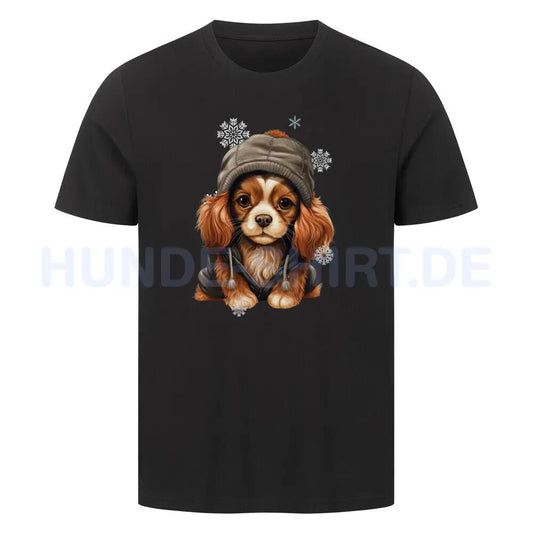 Premium T-Shirt "Cavalier King Charles Winter" Schwarz – hunde-shirt.de