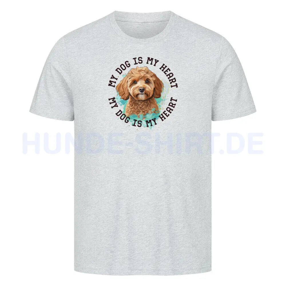 Premium T-Shirt "Cavapoo HEART" Heather Grey – hunde-shirt.de