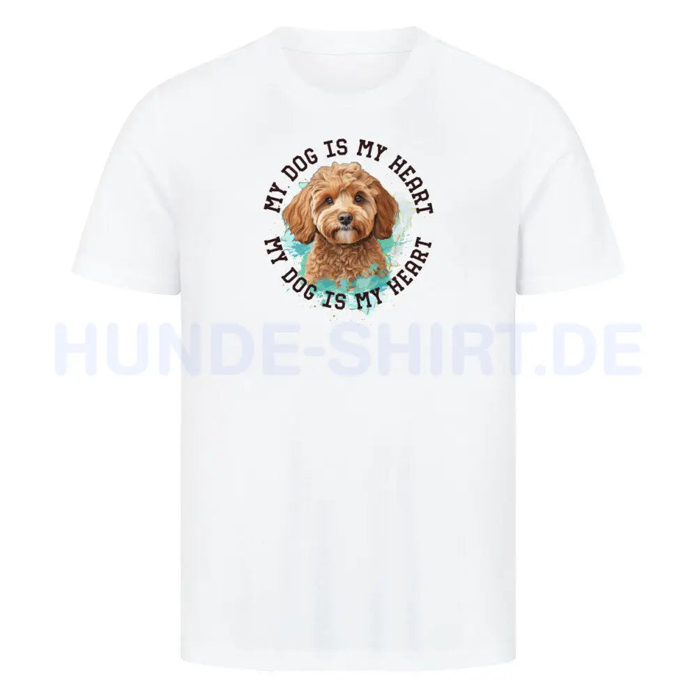 Premium T-Shirt "Cavapoo HEART" Weiß – hunde-shirt.de