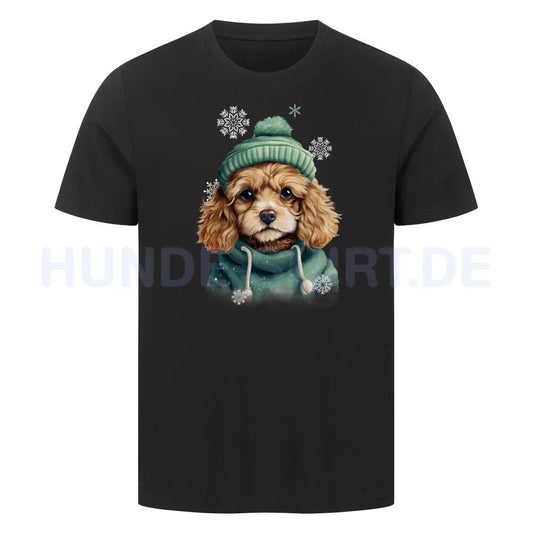 Premium T-Shirt "Cavapoo Winter" Schwarz – hunde-shirt.de