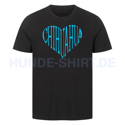 Premium T-Shirt "Chihuahua blue Heart" Schwarz – hunde-shirt.de