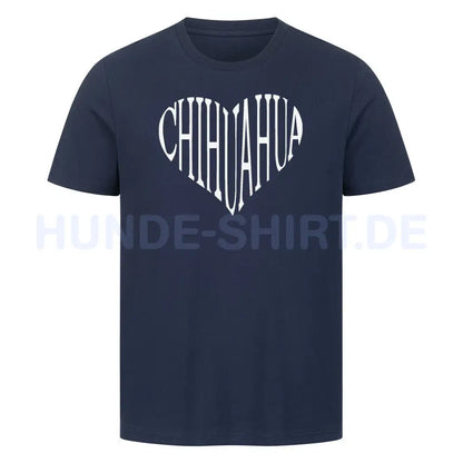 Premium T-Shirt "Chihuahua Heart white" French Navy – hunde-shirt.de