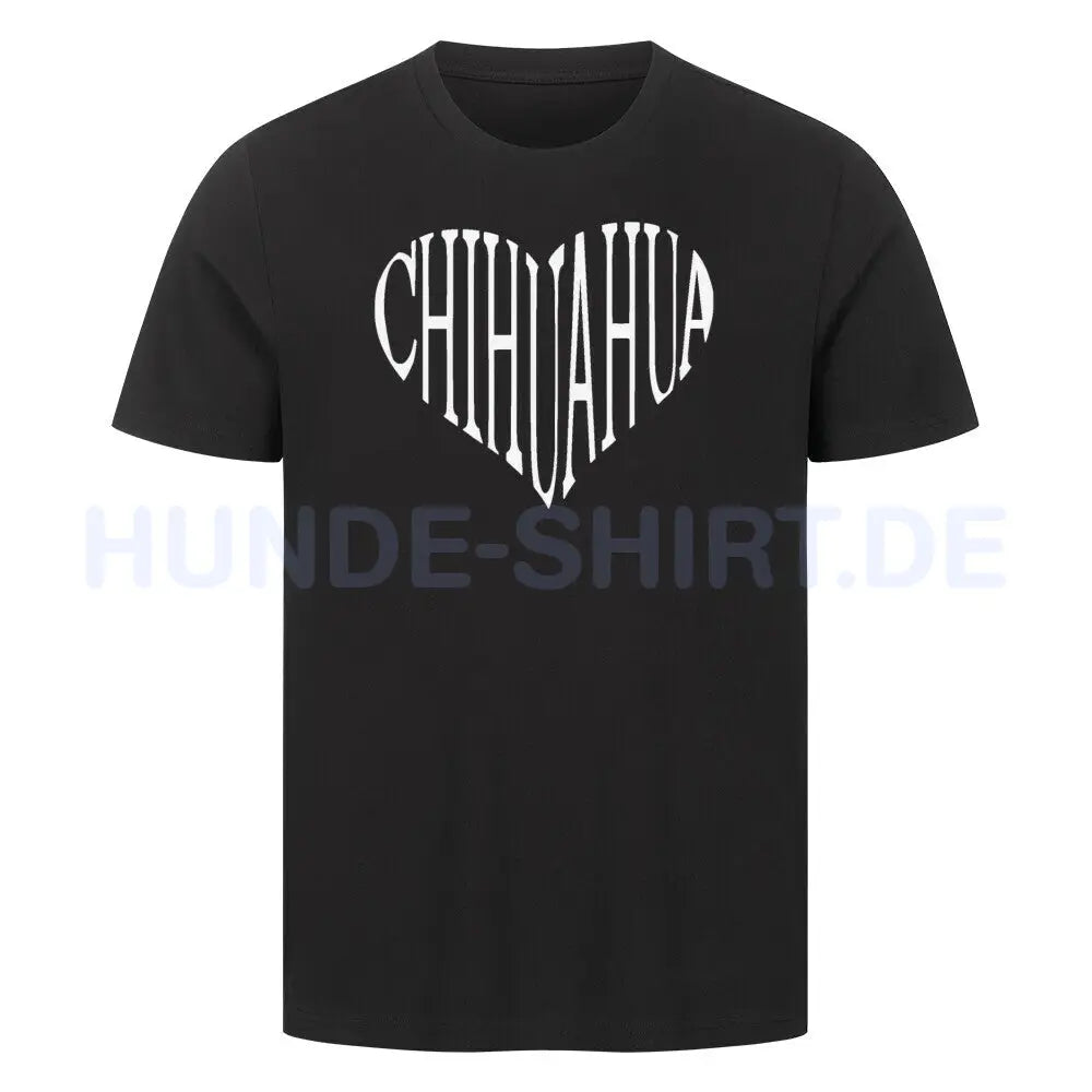 Premium T-Shirt "Chihuahua Heart white" Schwarz – hunde-shirt.de