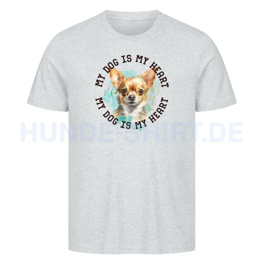 Premium T-Shirt "Chihuahua Kurzhaar braun HEART" Heather Grey – hunde-shirt.de