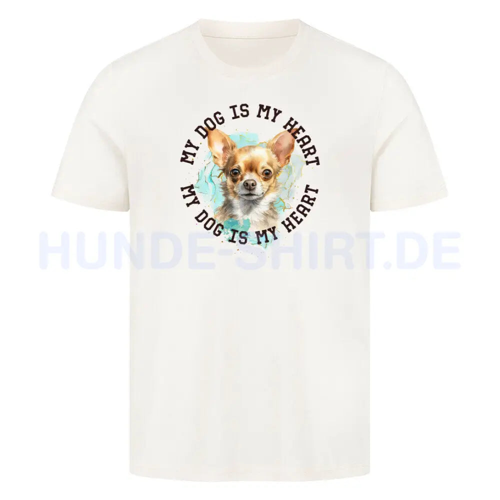 Premium T-Shirt "Chihuahua Kurzhaar braun HEART" Natural Raw – hunde-shirt.de