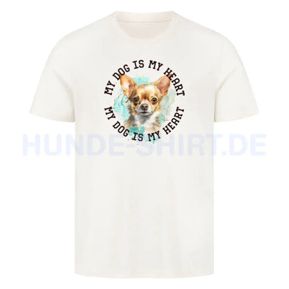 Premium T-Shirt "Chihuahua Kurzhaar braun HEART" Natural Raw – hunde-shirt.de