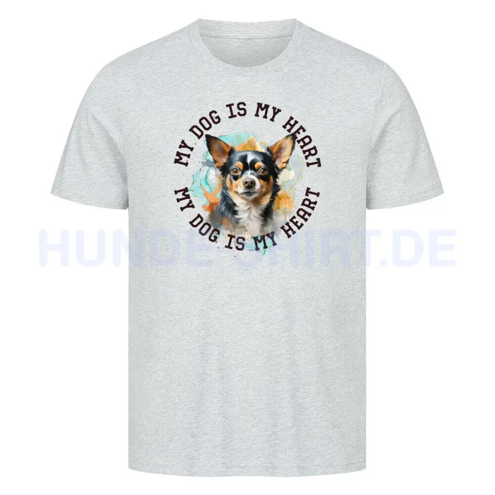 Premium T-Shirt "Chihuahua Kurzhaar HEART" Heather Grey – hunde-shirt.de