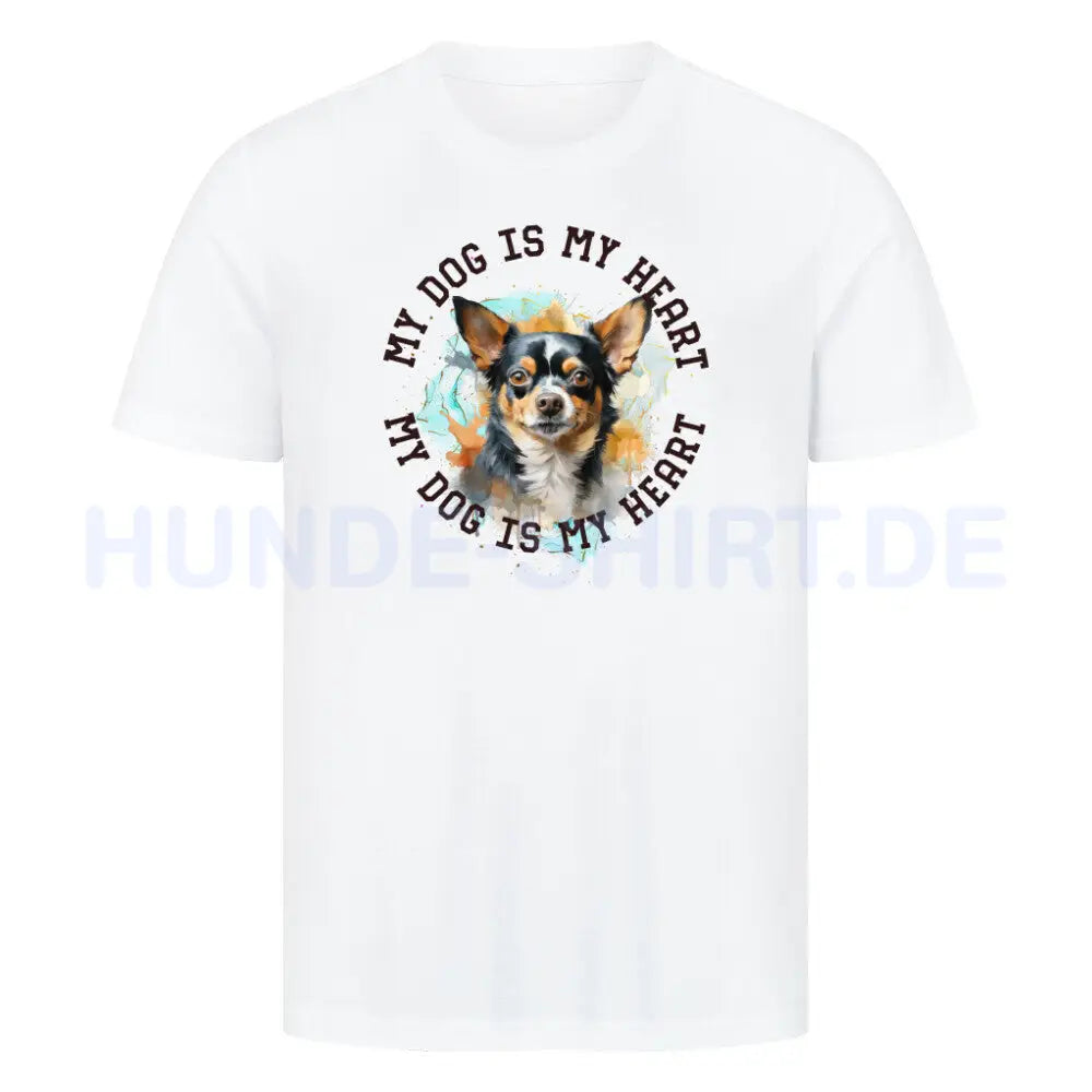 Premium T-Shirt "Chihuahua Kurzhaar HEART" Weiß – hunde-shirt.de