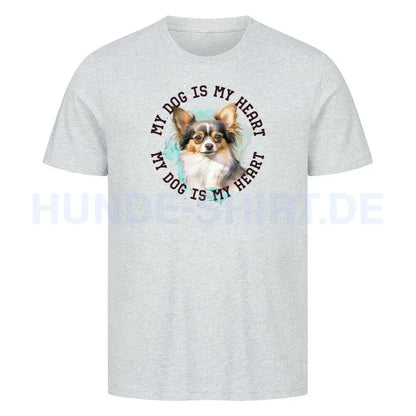 Premium T-Shirt "Chihuahua Langhaar HEART" Heather Grey – hunde-shirt.de