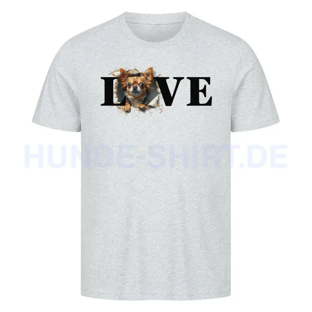 Premium T-Shirt "Chihuahua Langhaar LOVE" Heather Grey – hunde-shirt.de