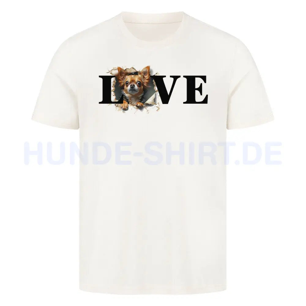 Premium T-Shirt "Chihuahua Langhaar LOVE" Natural Raw – hunde-shirt.de