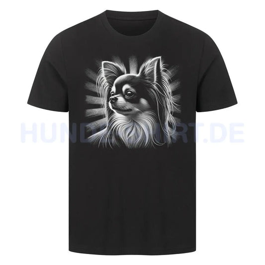 Premium T-Shirt "Chihuahua ( Langhaar ) - Shine" Schwarz – hunde-shirt.de