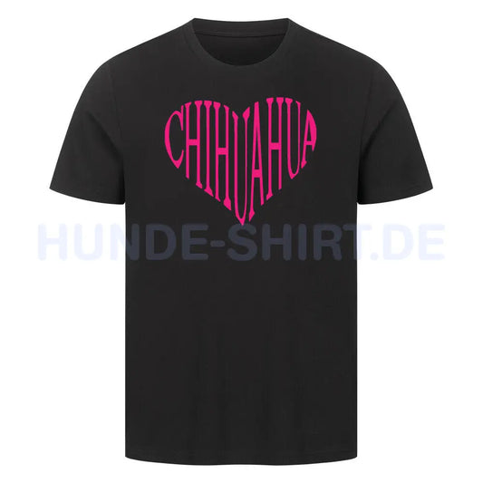 Premium T-Shirt "Chihuahua pink HEART" Schwarz – hunde-shirt.de