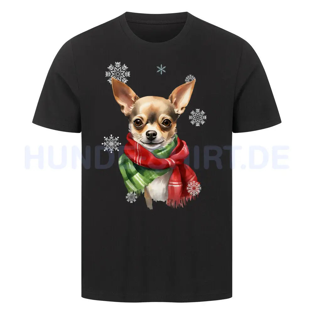 Premium T-Shirt "Chihuahua Winter" Schwarz – hunde-shirt.de