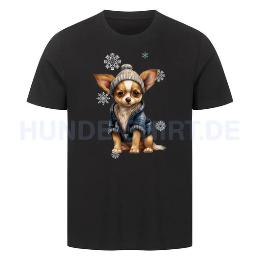 Premium T-Shirt "Chihuahua Winterbub" Schwarz – hunde-shirt.de