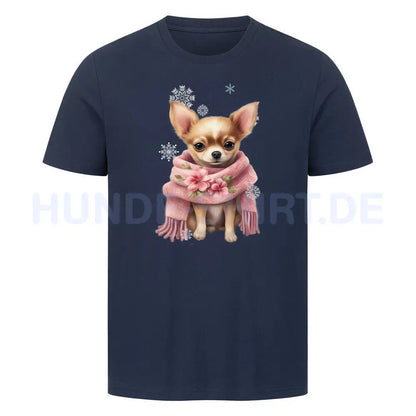 Premium T-Shirt "Chihuahua Wintermädchen" French Navy – hunde-shirt.de