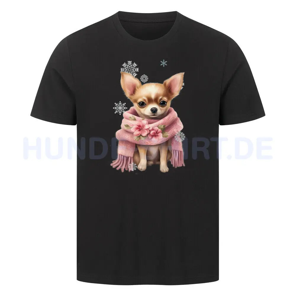 Premium T-Shirt "Chihuahua Wintermädchen" Schwarz – hunde-shirt.de