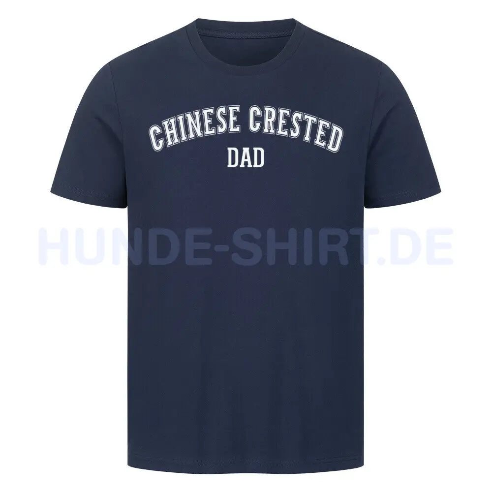 Premium T-Shirt "Chinese Crested - DAD" French Navy – hunde-shirt.de