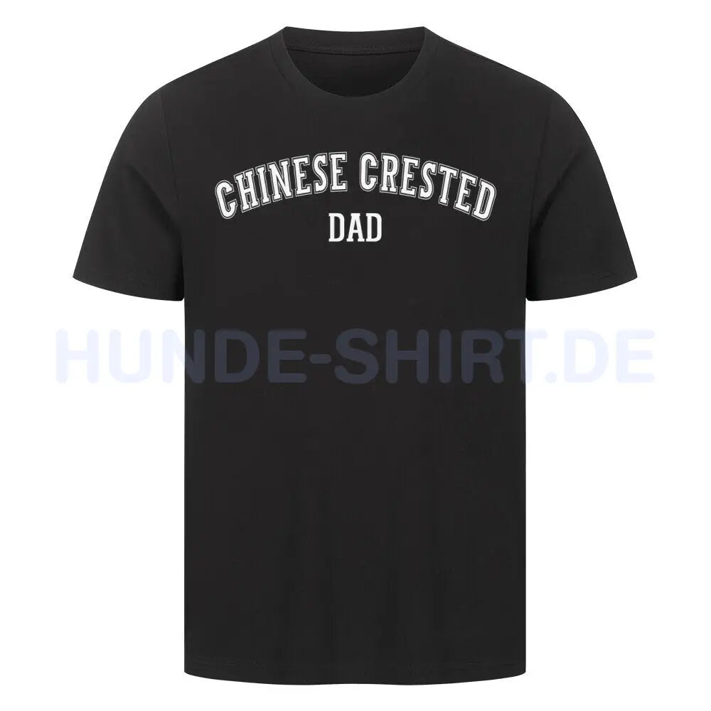 Premium T-Shirt "Chinese Crested - DAD" Schwarz – hunde-shirt.de