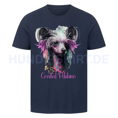 Premium T-Shirt "Chinese Crested - Fashion" French Navy – hunde-shirt.de