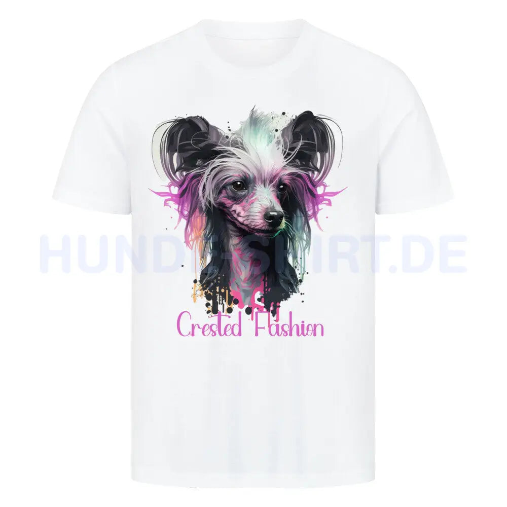 Premium T-Shirt "Chinese Crested - Fashion" Weiß – hunde-shirt.de