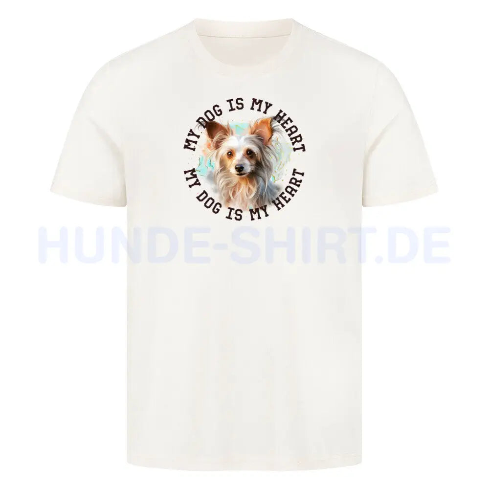 Premium T-Shirt "Chinese Crested HEART" Natural Raw – hunde-shirt.de