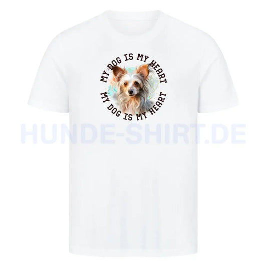 Premium T-Shirt "Chinese Crested HEART" Weiß – hunde-shirt.de