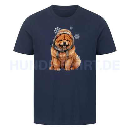 Premium T-Shirt "Chow-Chow Winter" French Navy – hunde-shirt.de