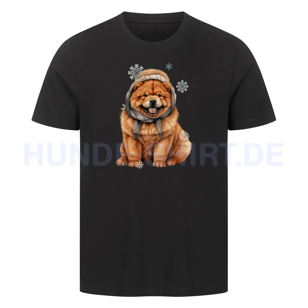 Premium T-Shirt "Chow-Chow Winter" Schwarz – hunde-shirt.de