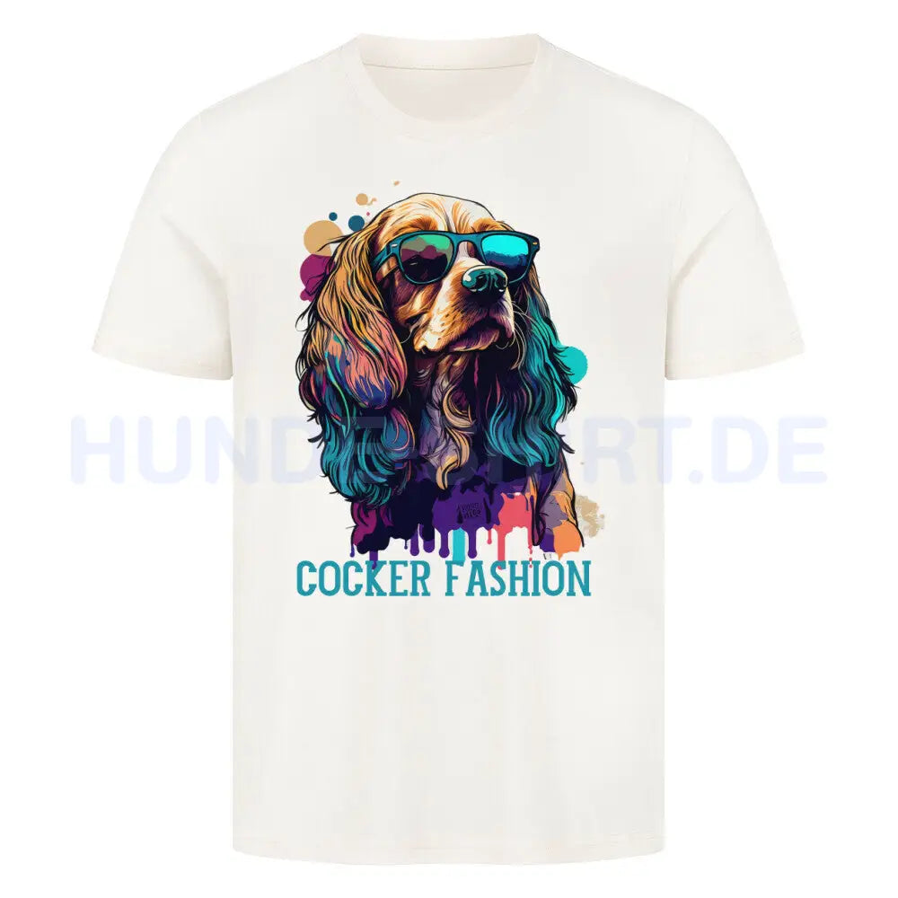 Premium T-Shirt "Cocker Spaniel - Fashion" Natural Raw – hunde-shirt.de