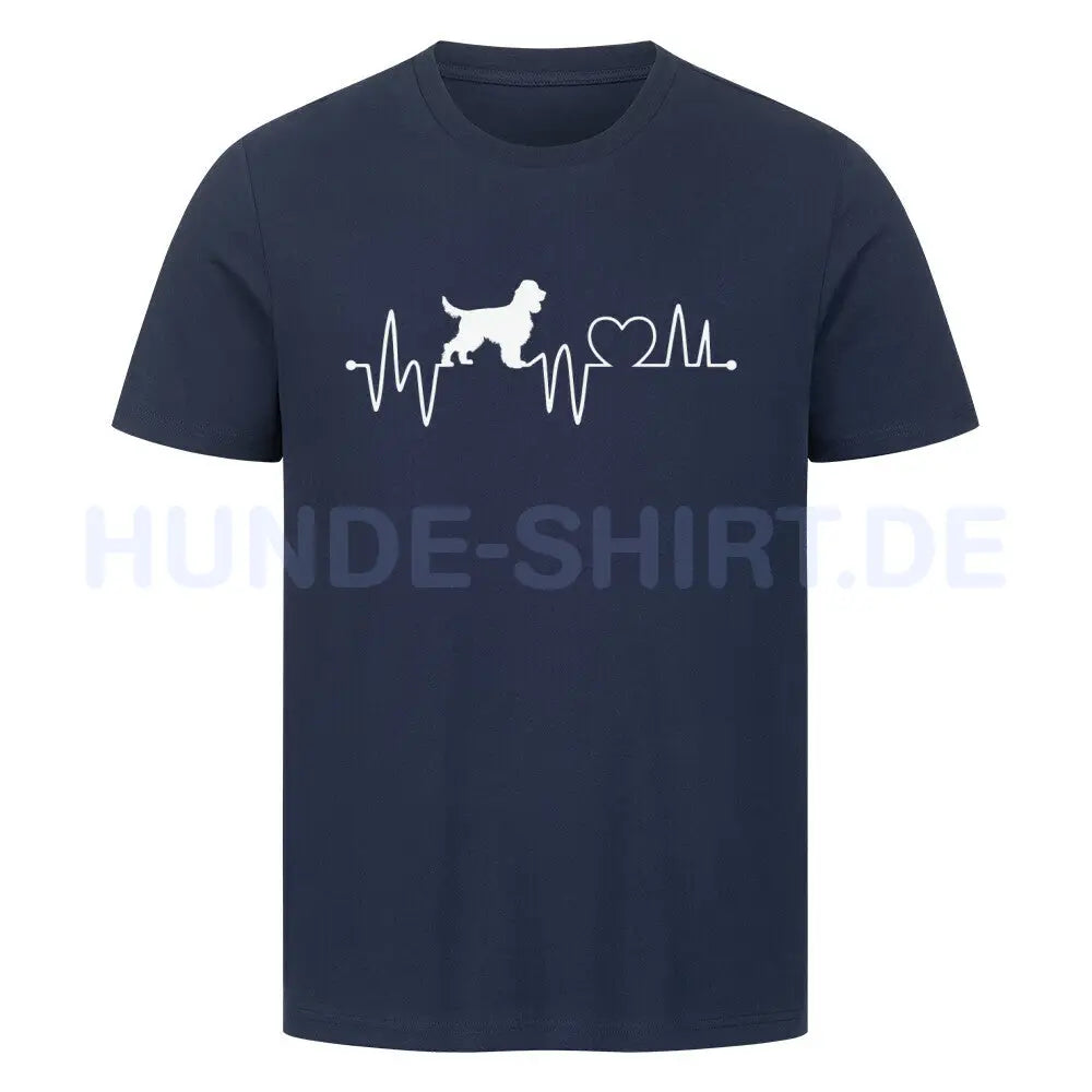 Premium T-Shirt "Cocker Spaniel - Heartbeat" French Navy – hunde-shirt.de