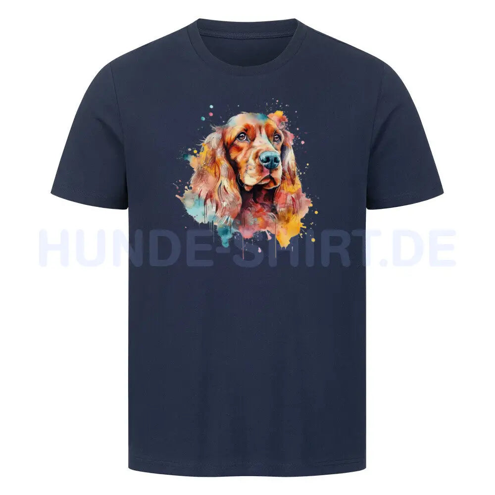 Premium T-Shirt "Cocker Splash" French Navy – hunde-shirt.de