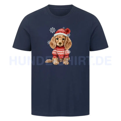 Premium T-Shirt "Cocker Winter" French Navy – hunde-shirt.de