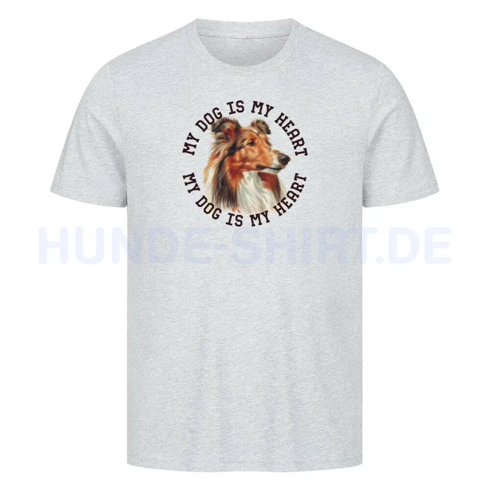 Premium T-Shirt "Collie HEART" Heather Grey – hunde-shirt.de