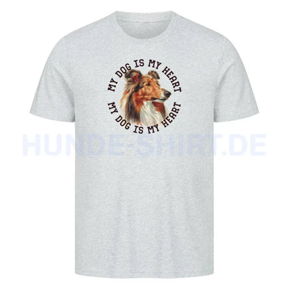 Premium T-Shirt "Collie HEART" Heather Grey – hunde-shirt.de