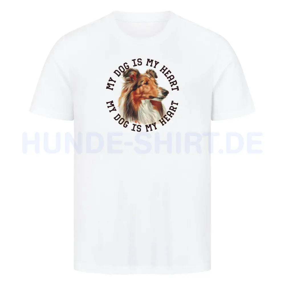 Premium T-Shirt "Collie HEART" Weiß – hunde-shirt.de