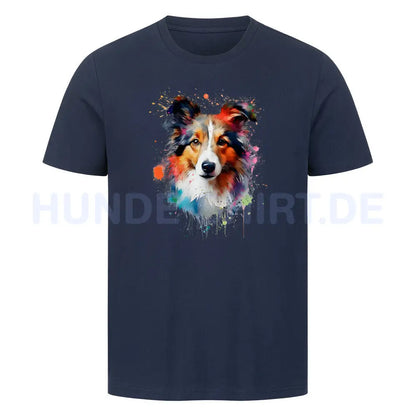 Premium T-Shirt "Collie Paint" French Navy – hunde-shirt.de