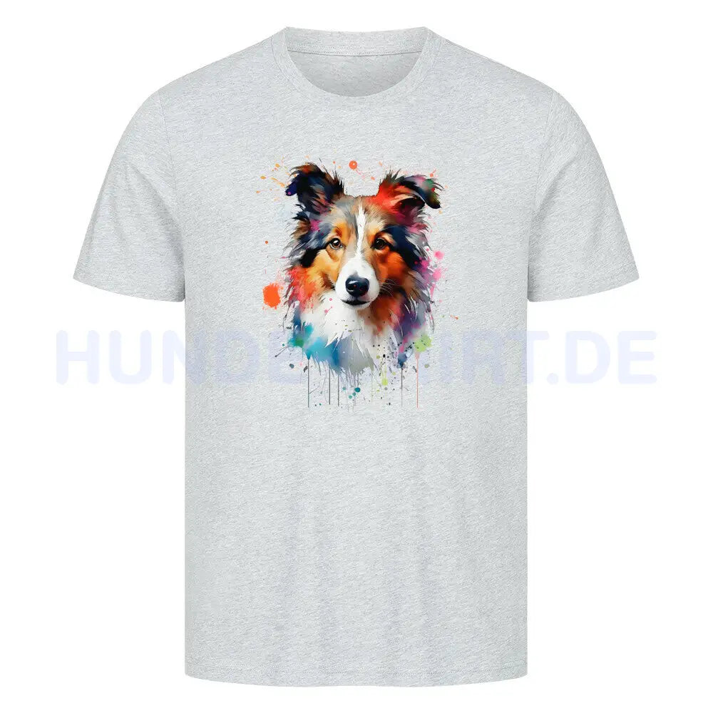 Premium T-Shirt "Collie Paint" Heather Grey – hunde-shirt.de