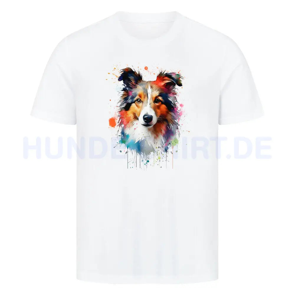 Premium T-Shirt "Collie Paint" Weiß – hunde-shirt.de