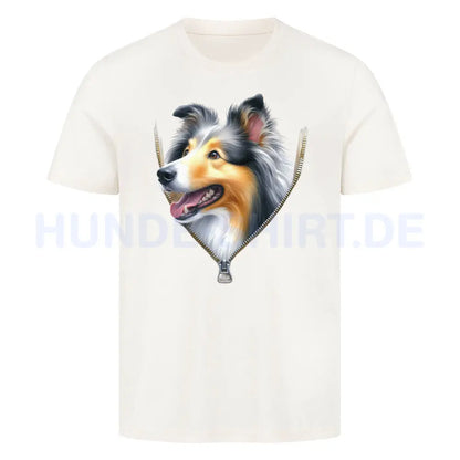 Premium T-Shirt "Collie Zipper" Natural Raw – hunde-shirt.de