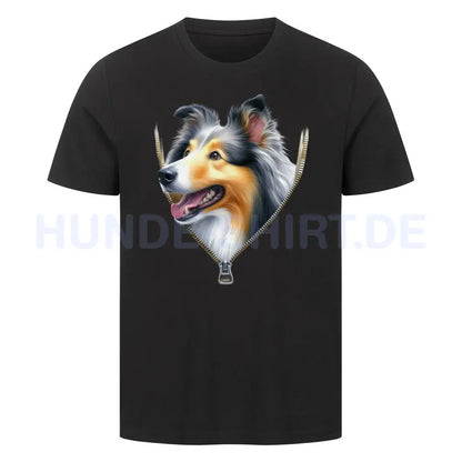 Premium T-Shirt "Collie Zipper" Schwarz – hunde-shirt.de