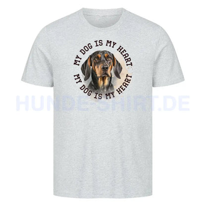 Premium T-Shirt "Coonhound b/t HEART" Heather Grey – hunde-shirt.de