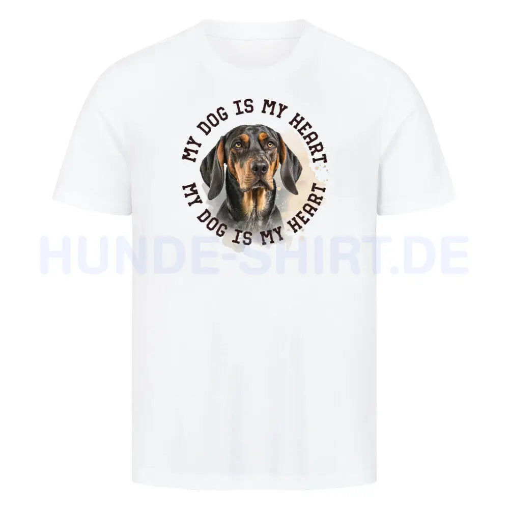 Premium T-Shirt "Coonhound b/t HEART" Weiß – hunde-shirt.de