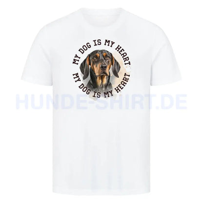 Premium T-Shirt "Coonhound b/t HEART" Weiß – hunde-shirt.de