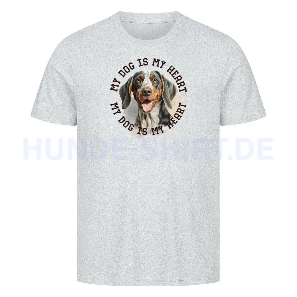 Premium T-Shirt "Coonhound bluetick HEART" Heather Grey – hunde-shirt.de