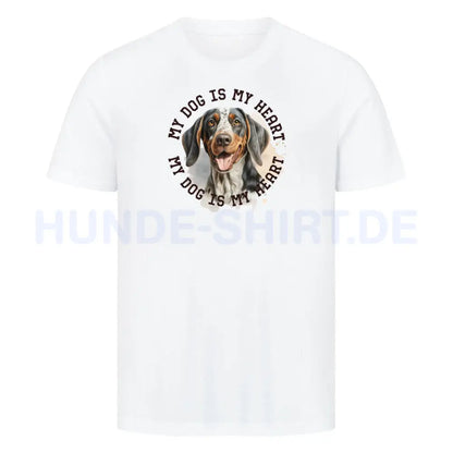 Premium T-Shirt "Coonhound bluetick HEART" Weiß – hunde-shirt.de