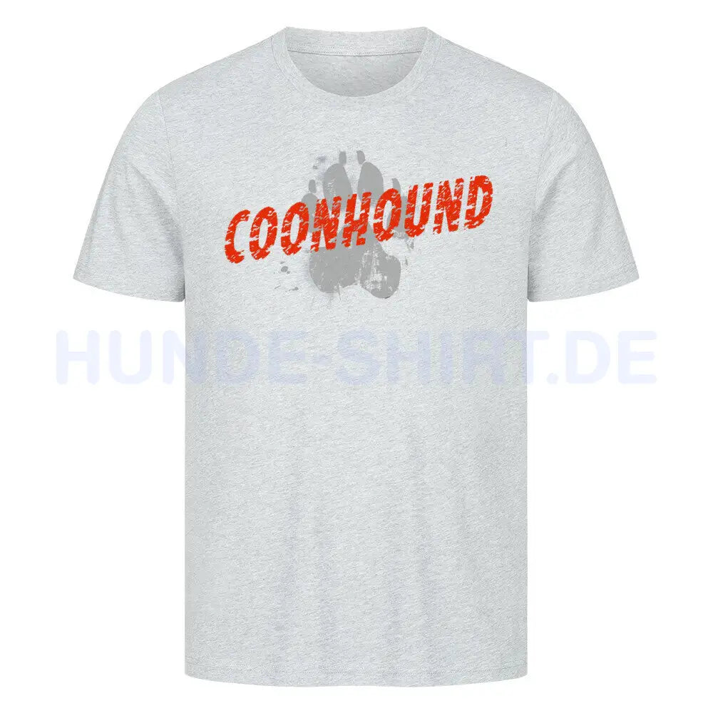 Premium T-Shirt "Coonhound - PAW" Heather Grey – hunde-shirt.de