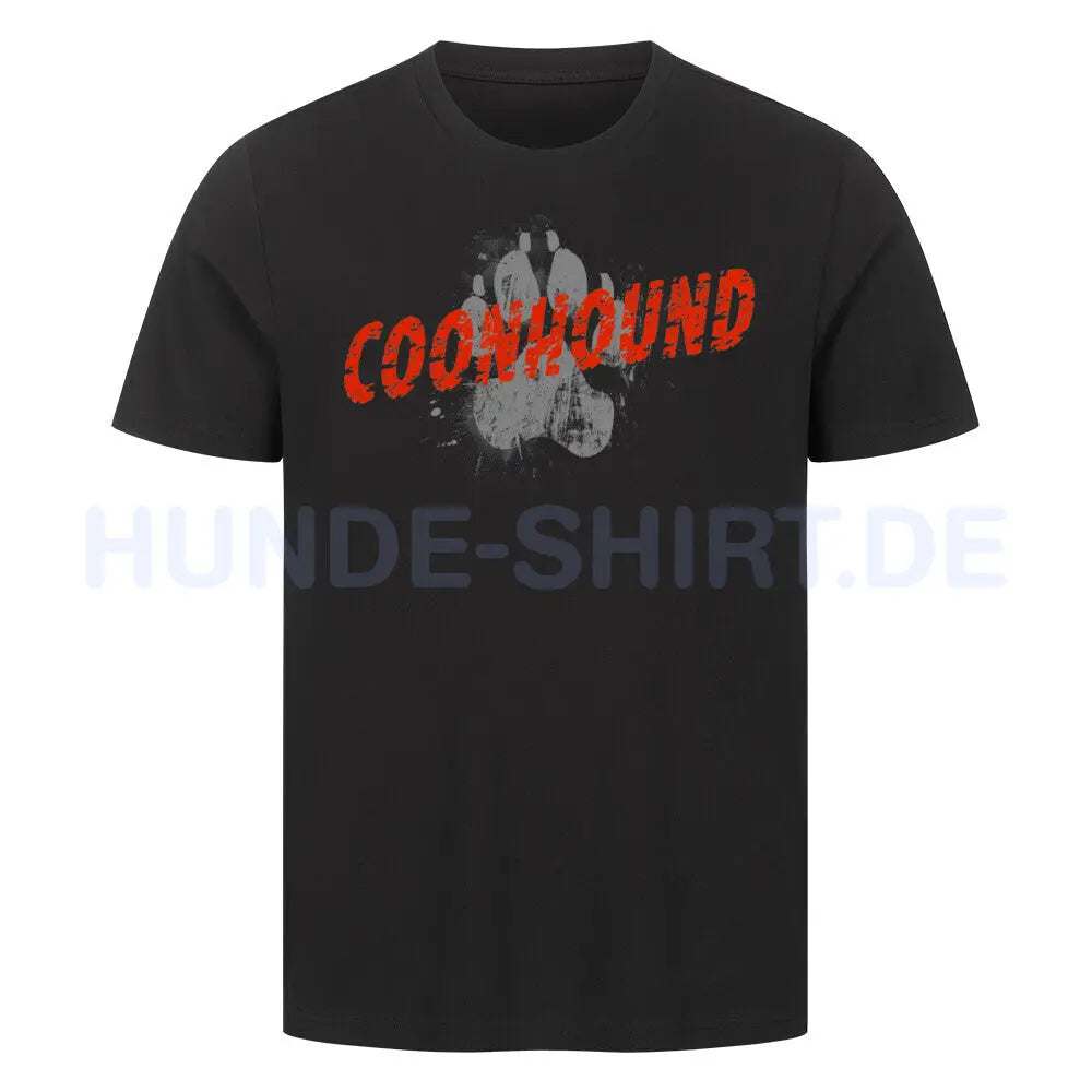 Premium T-Shirt "Coonhound - PAW" Schwarz – hunde-shirt.de